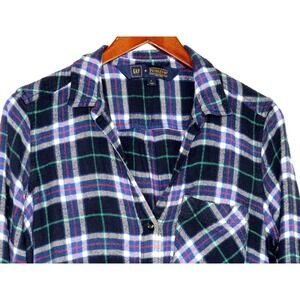 GAP‎ + PENDLETON Long Sleeved Plaid Flannel TUNIC Button Up Shirt Women's Large